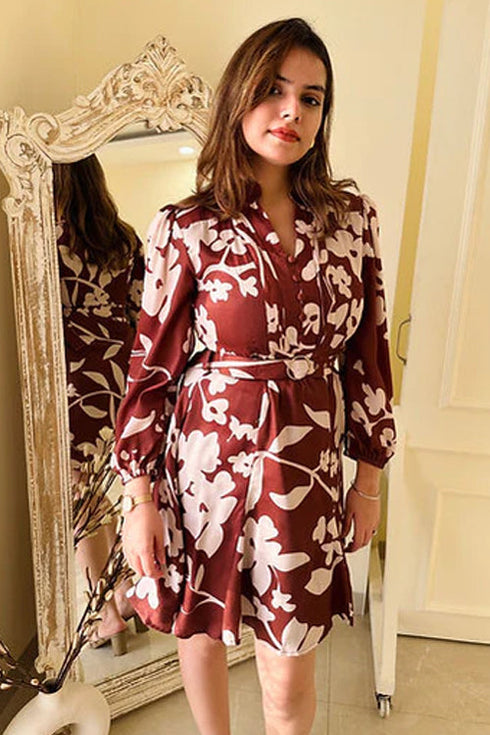 Taylor Brown Print Midi Dress